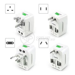 Adaptador Tomada Universal Padrão 150 Países Uk Europa Eua Asia Viagem Bivolt 110/220 Bivolt Aio - 1