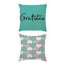 Ver imagem 1 de Kit 2 Capas de Almofadas Gratidão Azul Turquesa