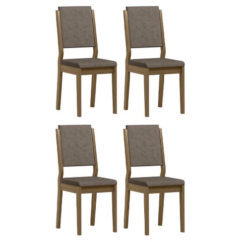 Conjunto 4 Cadeiras Carol Imbuia/camurça Marrom - New Ceval