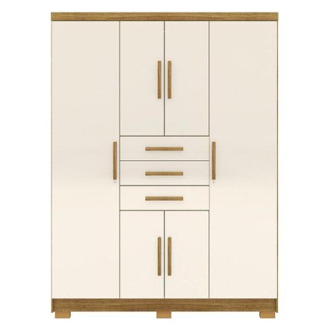Guarda Roupa Casal 151 Cm 6 Portas 3 Gavetas 10020 Vlr Nature Champanhe