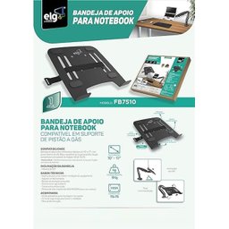 Bandeja Preta de Apoio para Notebook de 10" a 17" Elg - Fb7510 - 6