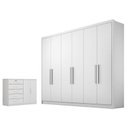 Ver imagem 1 de Guarda Roupa Casal Linea com Nicho e Cômoda Seul Neve - Novo Horizonte