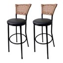 Ver imagem 1 de Kit 2 Banquetas Bistrô Aço Junco Sintético Marfim Assento Preto