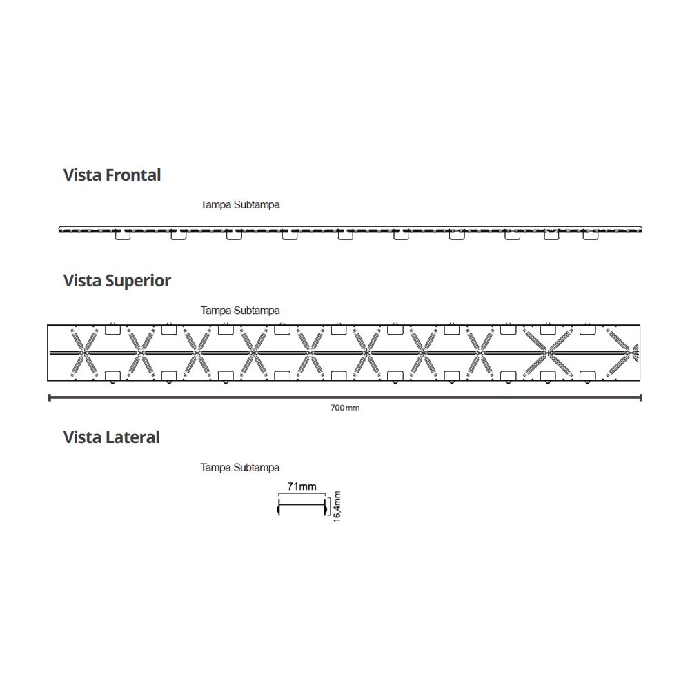 Ralo Linear Elleve Smart Seco 263 70cm com Tampa Oculta Oculta 263 - 3