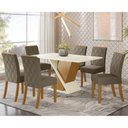 Ver imagem 1 de Conjunto Sala de Jantar Tampo MDF Canto Reto com Vidro 160 Cm 06 Cadeiras Indy Henn