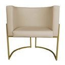 Ver imagem 3 de Kit 3 Poltronas Decorativa Luana Base Gold Pu Bege - Montanaris Decor Md Montanaris Decor