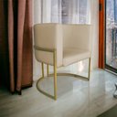 Ver imagem 2 de Kit 3 Poltronas Decorativa Luana Base Gold Pu Bege - Montanaris Decor Md Montanaris Decor
