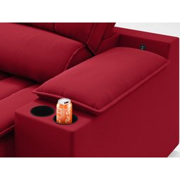 Sofá com Porta Copos e Carregador USB Retrátil e Reclinável Murano 2,00m Velosuede Vermelho - - 7