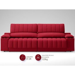 Sofá com Porta Copos e Carregador USB Retrátil e Reclinável Murano 2,00m Velosuede Vermelho - - 4