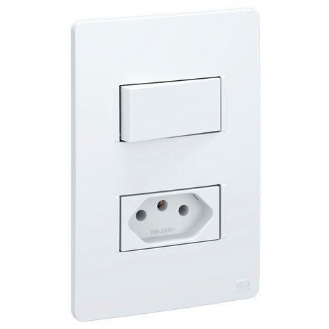 Conjunto Esatta Interruptor Simples e Tomada 20a com Placa Branco-weg