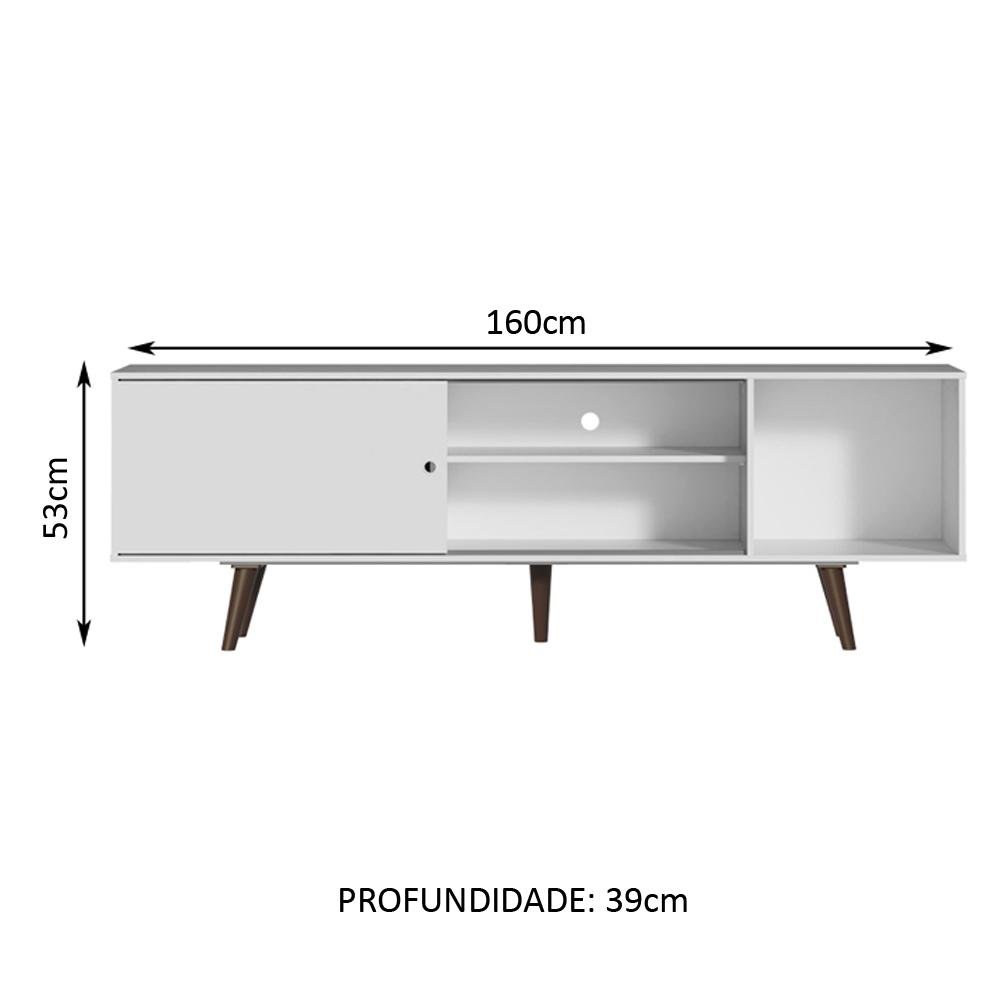 Rack Madesa Dubai para Tv até 65 Polegadas com Pés - Branco/rustic - 4