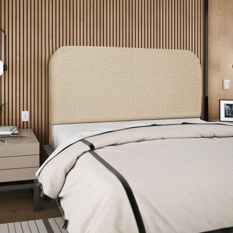 Cabeceira Estofada King Alana 195cm Linho Bege