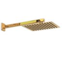 Ver imagem 2 de Ducha Chuveiro Dourado Slim 20x20 Quadrado Suporte Parede Banho Area Externa Piscina Banheiro