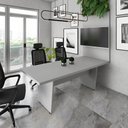 Ver imagem 1 de Mesa de Escritório e Painel de TV F5 sem Gavetas 200cm Cinza F5 Office