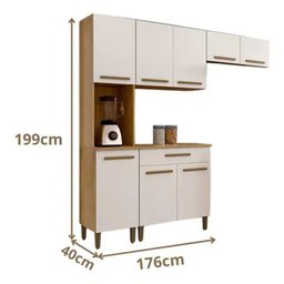 Cozinha Completa Criativa 8 Portas 1 Gaveta Pés Reguláveis Arte Móveis - 4