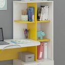 Ver imagem 4 de Escrivaninha com Estante Gabriela 2 Gavetas 138cm Espresso Móveis Branca E Amarela