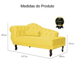 Recamier Divã Capitonê Larissa Lado Direito Amarelo - 6