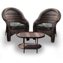 Ver imagem 1 de Conjunto de Poltronas Fibra Sintética Tóquio - 2 Poltronas + 1 Mesa Centro - Tecido Palmares Petróle