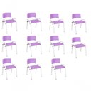 Ver imagem 1 de Kit 11 Cadeira Iso Infantil Creche, Base Branco Lilas