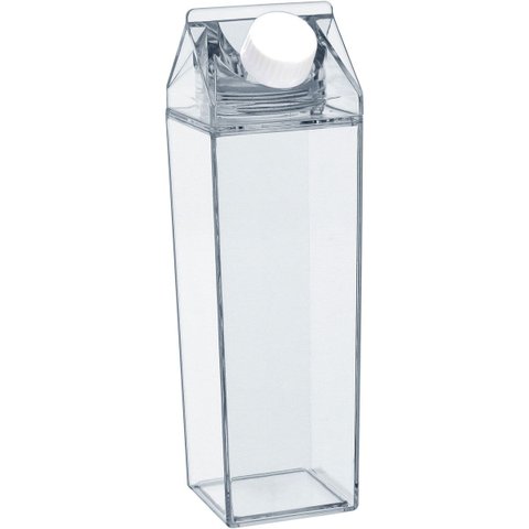 Garrafa Caixa de Leite Leiteira Home&co com Duas Tampas Acrilico 500ml 20x5x5cm Transparente