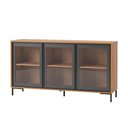 Ver imagem 2 de Balcão Buffet Refresh 3 Portas 3 Prateleiras com Vidro Lamina Mel/Preto - BRV