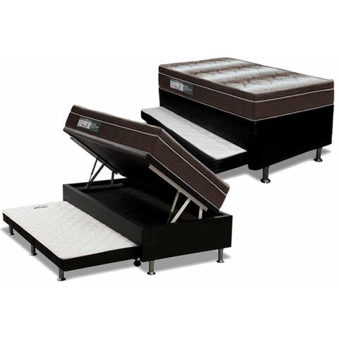 Cama Box Baú C/auxiliar Solteiro: Colchão Anatômico Ortobom Ortopédico Light + Base Crc Courano
