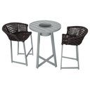 Ver imagem 1 de Conjunto Bistrô Champanheira Cinza Tampo Ripado e 2 Banquetas Reis Corda Náutica Marrom