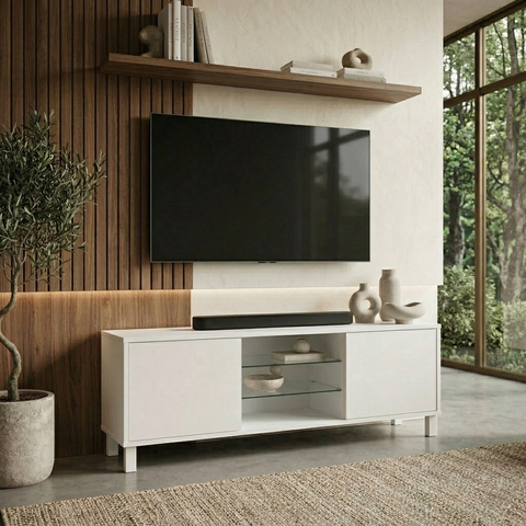 Rack para TV até 40 Polegadas MDF 120cm Cristal