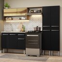 Ver imagem 1 de Armário de Cozinha Compacta 229cm com Pia Rustic/Preto Emilly Madesa 11
