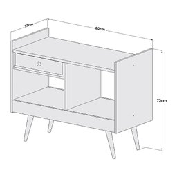 Aparador Buffet Bar Retrô 4064 Preto Fosco com Nature - 3