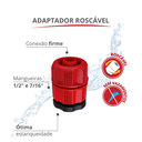 Ver imagem 3 de Kit Esguicho Roscável com Adaptador Roscável 1/2'' e 7/16'' Cor Vermelho Durín