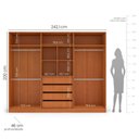 Ver imagem 2 de Guarda Roupa Casal 242,1cm 6 Portas com Espelho 240852 Valência Politorno Móveis