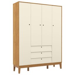 Quarto de Bebê Unique 4 Portas com Cômoda Sapateira e Painel Ripado Off White Freijó Eco Wood - Mati - 6