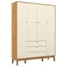 Quarto de Bebê Unique 4 Portas com Cômoda Sapateira e Painel Ripado Off White Freijó Eco Wood - Mati - 6