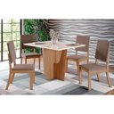 Ver imagem 1 de Conjunto: Mesa Sala Jantar Vértice C/ Tampo Reto Madeirado C/ Vidro 120x80cm e 4 Cadeiras Milla