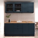Ver imagem 1 de Cozinha Compacta Modulada 7 Portas 3 Gavetas 100% MDF 2 Tampos Sevilha Azul/Órion