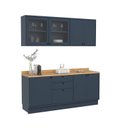 Ver imagem 2 de Cozinha Compacta Modulada 7 Portas 3 Gavetas 100% MDF 2 Tampos Sevilha Azul/Órion