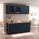 Ver imagem 4 de Cozinha Compacta Modulada 7 Portas 3 Gavetas 100% MDF 2 Tampos Sevilha Azul/Órion