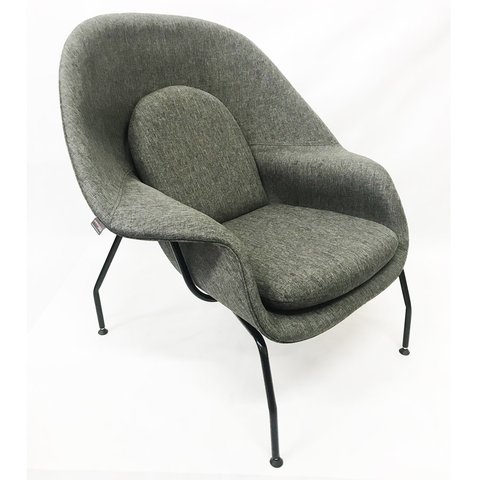 Poltrona Womb Chair linho grafite base preta - Poltronas do Sul