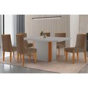 Ver imagem 1 de Conjunto: Mesa Sala Jantar Pietá Tampo c/ Vidro Curvo 180cm+6 Cadeiras Dakota Naturale/Off White -