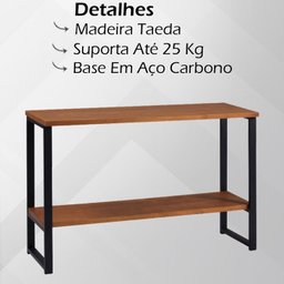 Aparador para Sala Aço Preto 120 Cm I10 Madeira Taeda Mell Dmobiliario - 2