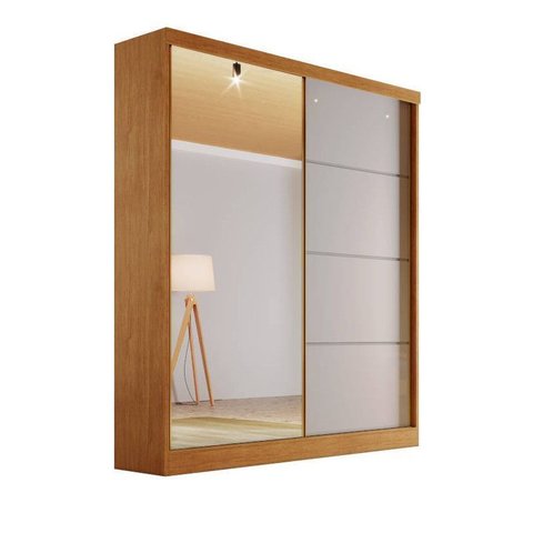 Guarda-roupa Veneza 1 Espelho 1,80m 100%mdf Naturale Off  - Bianchi Móveis