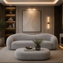 Ver imagem 3 de Kit Sofá + Puf Star 190 cm Orgânico 2 Lugares Sala Recepção:Cinza