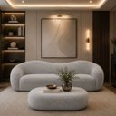 Ver imagem 2 de Kit Sofá + Puf Star 190 cm Orgânico 2 Lugares Sala Recepção:Cinza