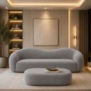 Ver imagem 1 de Kit Sofá + Puf Star 190 cm Orgânico 2 Lugares Sala Recepção:Cinza