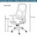 Ver imagem 6 de Cadeira de Escritório Giratória Panther Diretor Tela Mesh Preto Base Rodízio Nylon