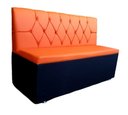 Ver imagem 1 de Poltrona Sofá Booth 1,10cm Acento e Encosto Laranja Base Preta Capitone a Mão Sku_05