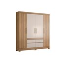 Ver imagem 1 de Guarda Roupa Casal 4 Portas e 4 Gavetas Bilbao Amêndola/off White - Demóbile
