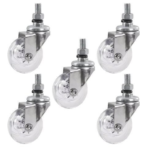 5 Rodizio Giratório Glae 210 Gel 50mm Parafuso Rosca 3/8 Anti Risco 250kg