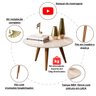 Mesa de Centro Redonda Branco Brilhante para Sala de Estar em Mdf - 3